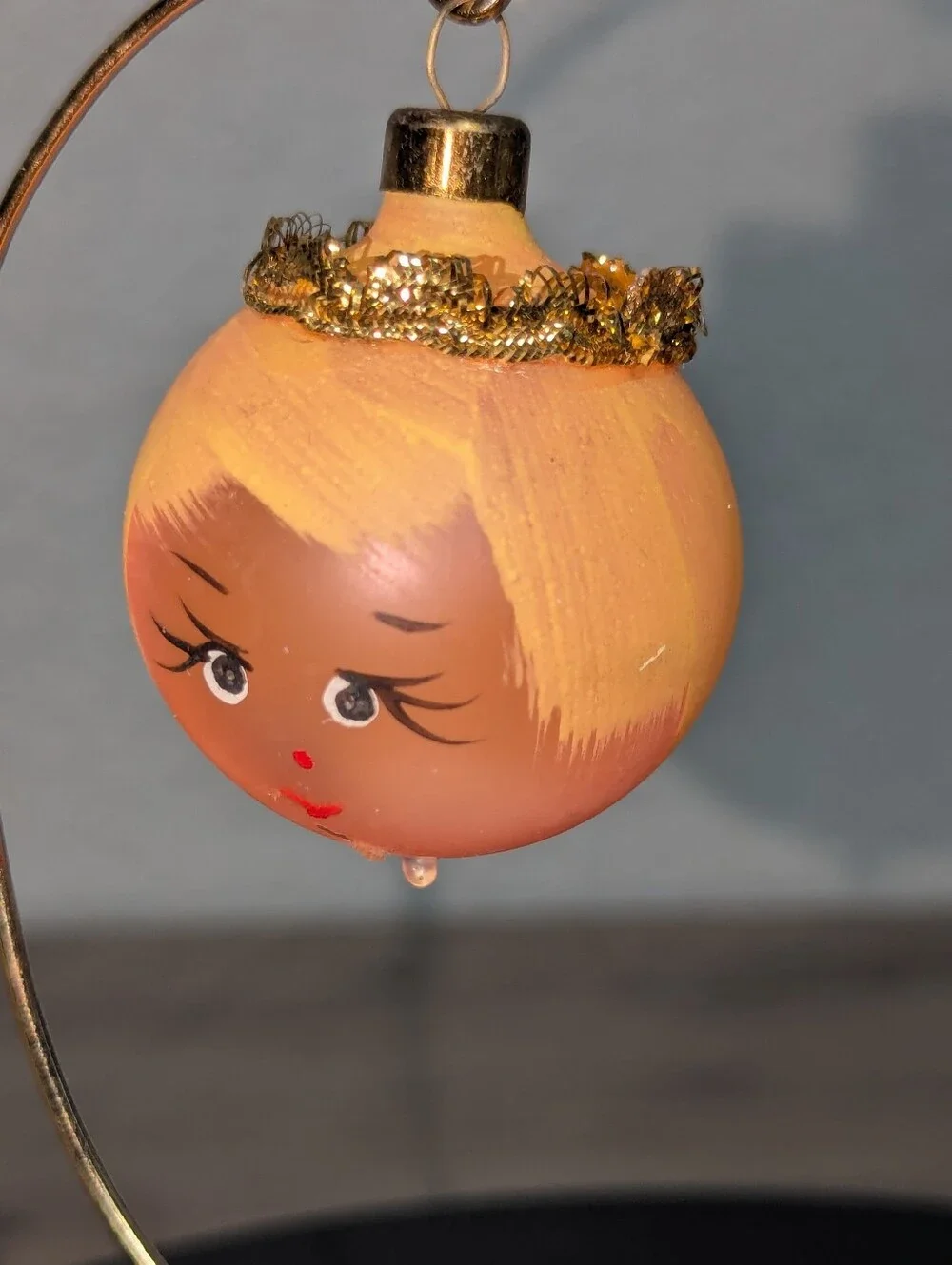 VTG Mid Century Hand Blown Glass Face Ornaments Set of 6 Kitschy 1960s Angels